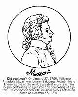Mozart Amadeus Wolfgang Coloring Crayola Music Color Pages Worksheets Composers Composer Print Choose Board Billiards Playing sketch template