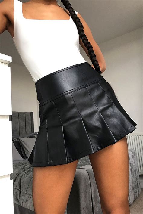 uo  kourtney pleated pu mini skirt urban outfitters uk