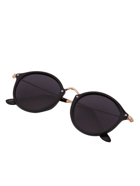 Black Lenses Round Frame Sunglasses Shein Sheinside