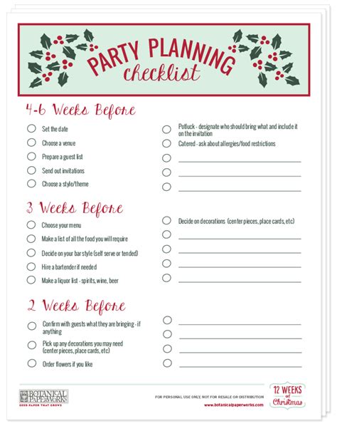 printables holiday party pack  planning checklist