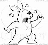 Singing Lunging Rabbit Forward Coloring Clipart Cartoon Cory Thoman Outlined Vector 2021 Clipartof sketch template