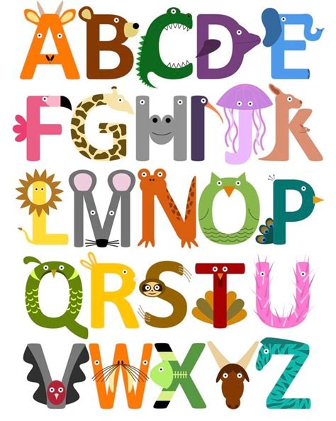 animal alphabet alphabet art print letter  crafts alphabet art
