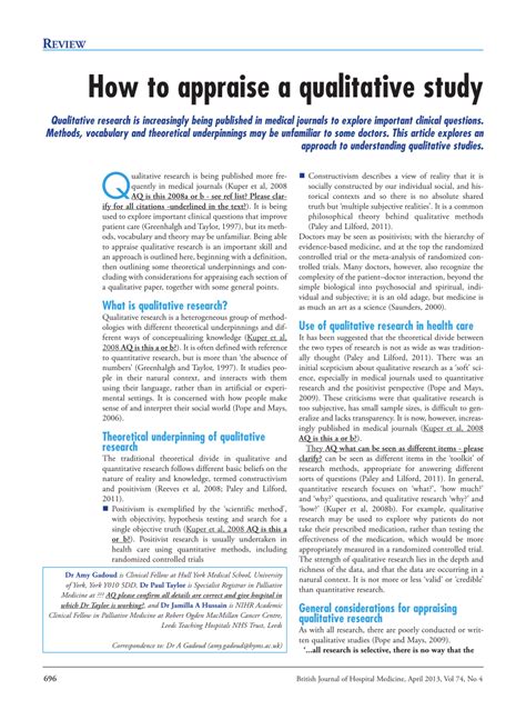 appraise  qualitative study