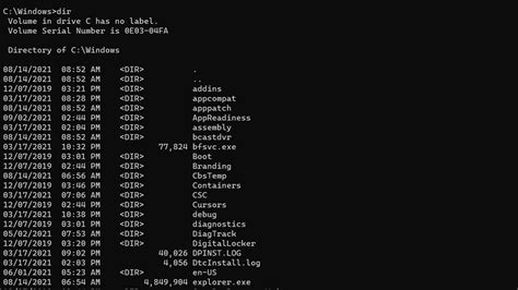 dir command list files  windows command prompt