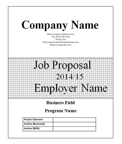 job proposal templates   word excel  formats samples