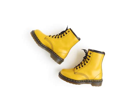 yellow dr martens boots  martens boot  soft grunge ankle