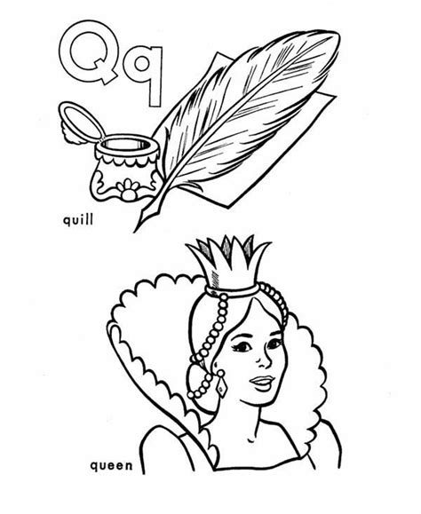 quill  queen  learning letter  coloring page bulk color