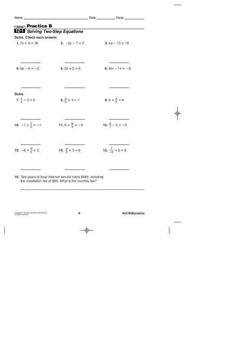 lesson  homework practice solve  step equations answers  step