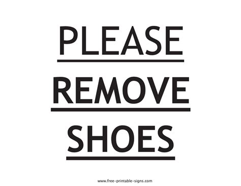 printable  remove shoes sign printable minimalist blank