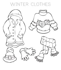 coloring  drawing  printable winter clothes coloring pages