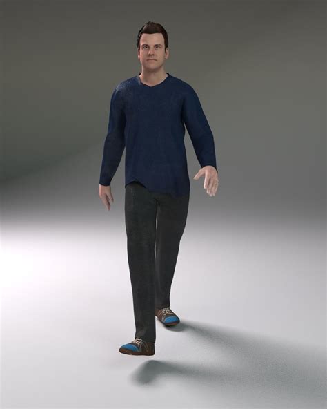 casual male  model rigged animated fbx ma mb  systems art normcore