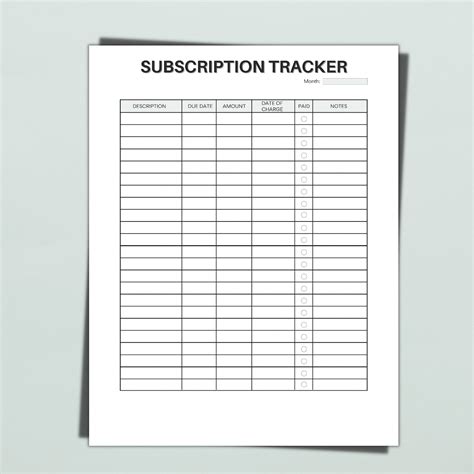 subscription tracker template printable membership tracker etsy