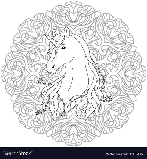 unicorn tattoo coloring page royalty  vector image