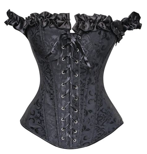 sexy heavy duty corset with ruffle trim ruffle tie straps front lace