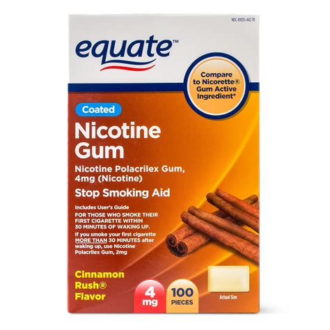 equate nicotine polacrilex coated gum  mg cinnamon flavor stop