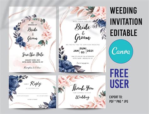 editable wedding invitation card