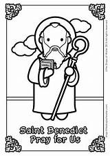 Benedict Coloring Saint Catholic St Subject sketch template