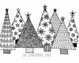 Christmas Coloring Tree Zentangle Cz Cards Pages sketch template