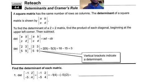 Solving 2 X 2 Systems Using Determinants And Cramers Rule