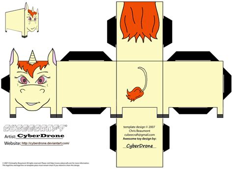 easy animal cube papercraft template unicorn aanotherdayy