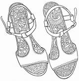 Coloring Pages Sandals Adult Colouring Shoes Books Adults Book sketch template