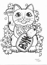 Lucky Charms Cat Tattoo Drawing Neko Maneki Coloring Pages Japanese Sketch Money Flowers Sweet Deviantart Getdrawings Getcolorings Printable Color Quality sketch template