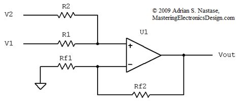 Non Inverting Summing Amplifier Circuit Diagram Cloudshareinfo