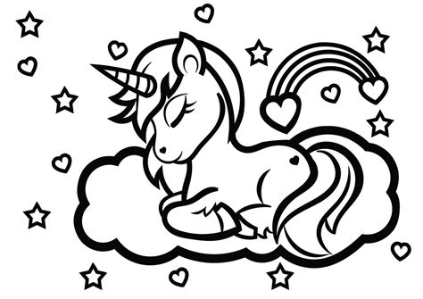 cuddling unicorn colouring page