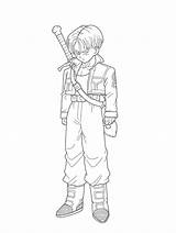 Trunks Dragon Ball Pages Future Lineart Colouring Deviantart Print sketch template