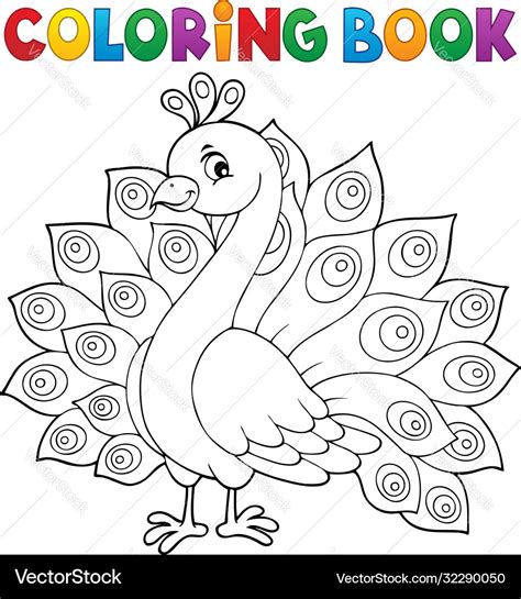 coloring book peacock theme  royalty  vector image