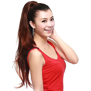 synthetic straight extra long auburn ponytail hair pieces