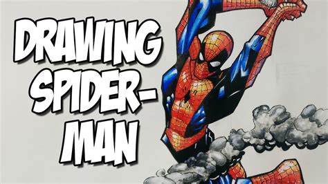 Drawing Spider Man Watercolor Ink Pen Colored Pencils