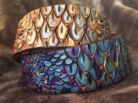 buy  hand crafted dragon scale leather dog collar