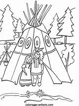 Native American Coloring Pages Teepee Colouring Kids Printable Coloriage Chumash Indiens Indian Indien Thanksgiving Kid Crafts Table Color Coloriages Preschool sketch template