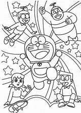 Doraemon Shizuka Happy Suneo Giant Coloring Together Pages Nobita Netart sketch template