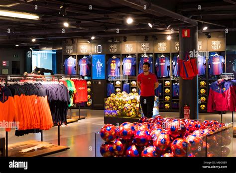 barcelona spain  january  official store fc barcelona clothing  footwear team
