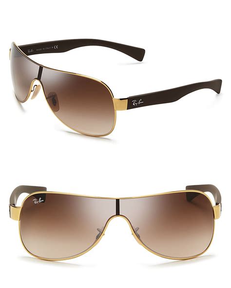 Ray Ban New Shield Sunglasses In Shiny Gold Brown For Men Lyst