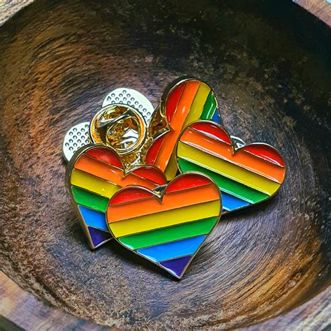 lgbt small rainbow heart enamel pin badge etsy