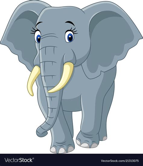 Vector Illustration Of Cartoon Funny Elephant Isolated On White