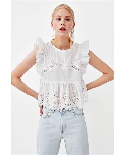 image  de top brode de zara pink short sleeve tops women blouses fashion fashion