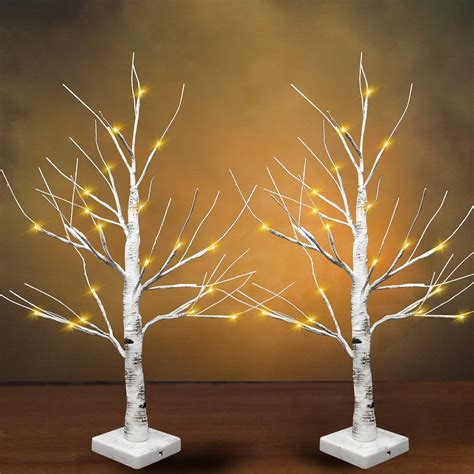 amazoncom  led birch tree   lights  packs tabletop lighted bonsai birch tree