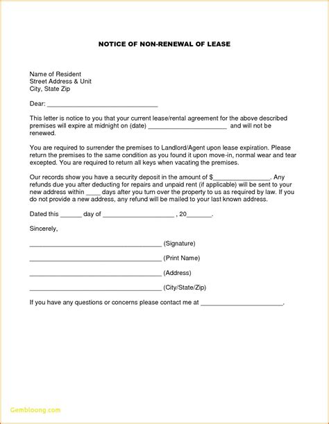lease renewal letter template examples letter template