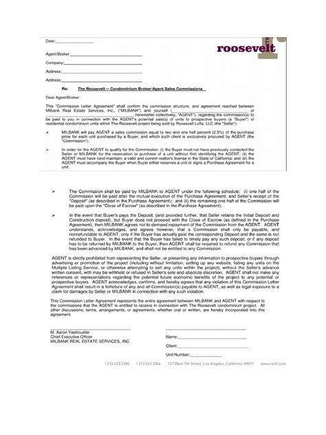 letter  commission agreement sample