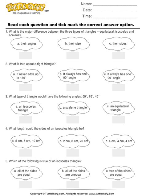 Naming Triangles By Sides And Angles Worksheet Turtle Diary