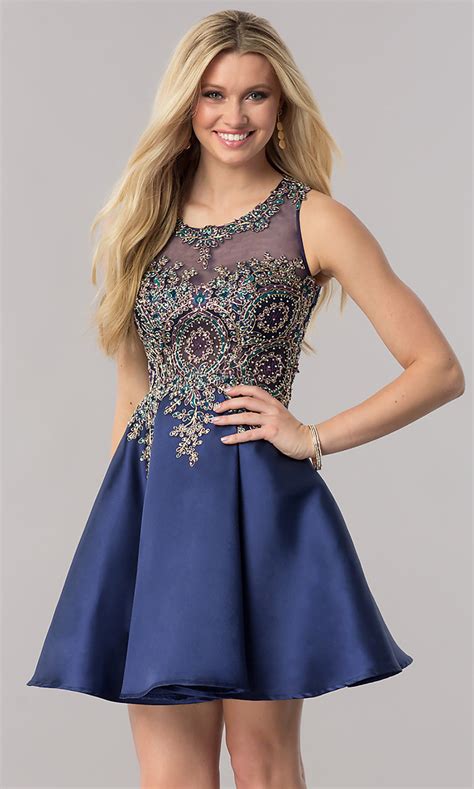 Short Navy Blue Homecoming Party Dress Promgirl