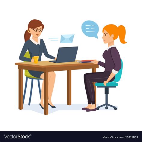 woman interviews employer  potential employee vector image