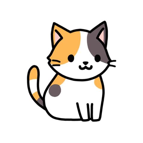 calico cat sticker  littlemandyart simple cat drawing cute animal
