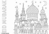 Eid Mubarak Fitr Mosque Crescent Ramadan Themumeducates sketch template
