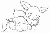 Eevee Pikachu Coloring Pages Chibi Printable Friends Print Color Kids sketch template