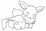 Eevee Pikachu Coloring Pages Chibi Printable Print Color Friends Kids sketch template